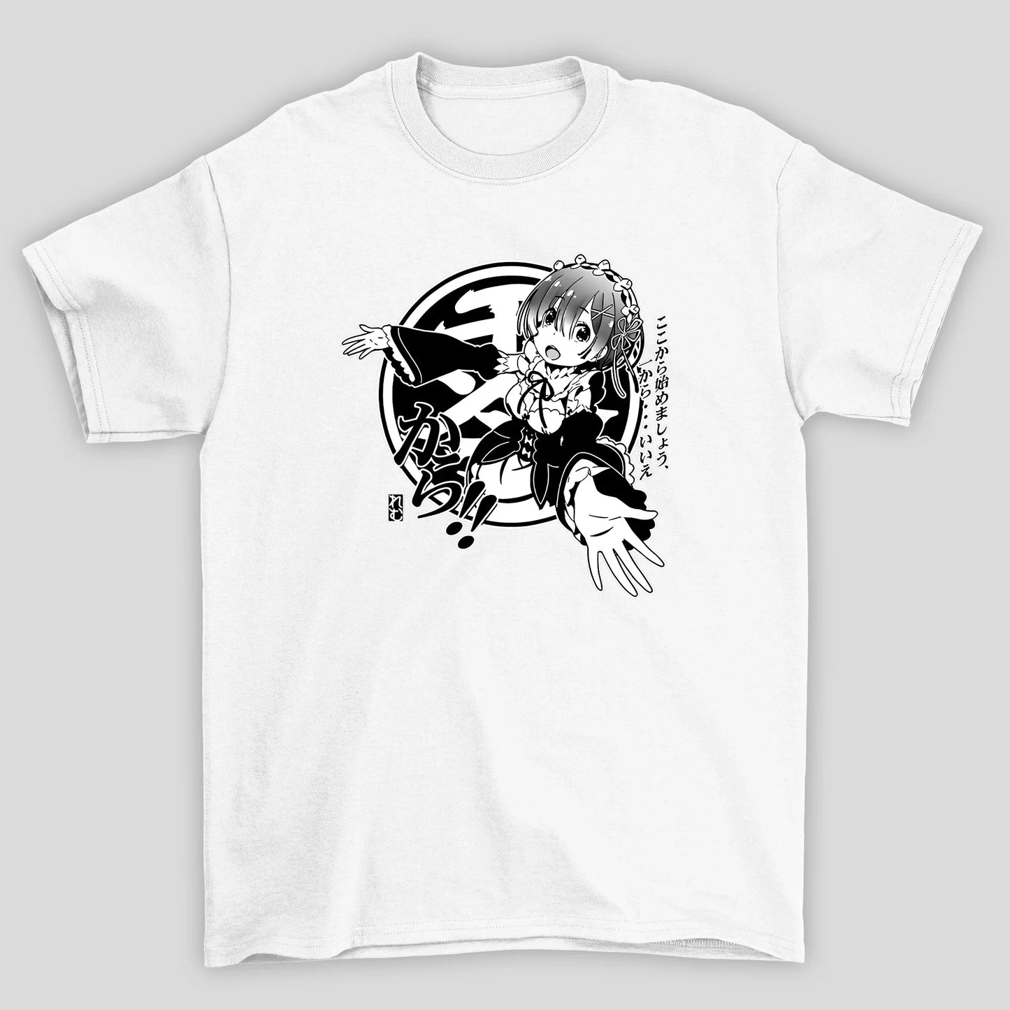 Camiseta Básica Unissex Rem Kanji Circulo Re Zero