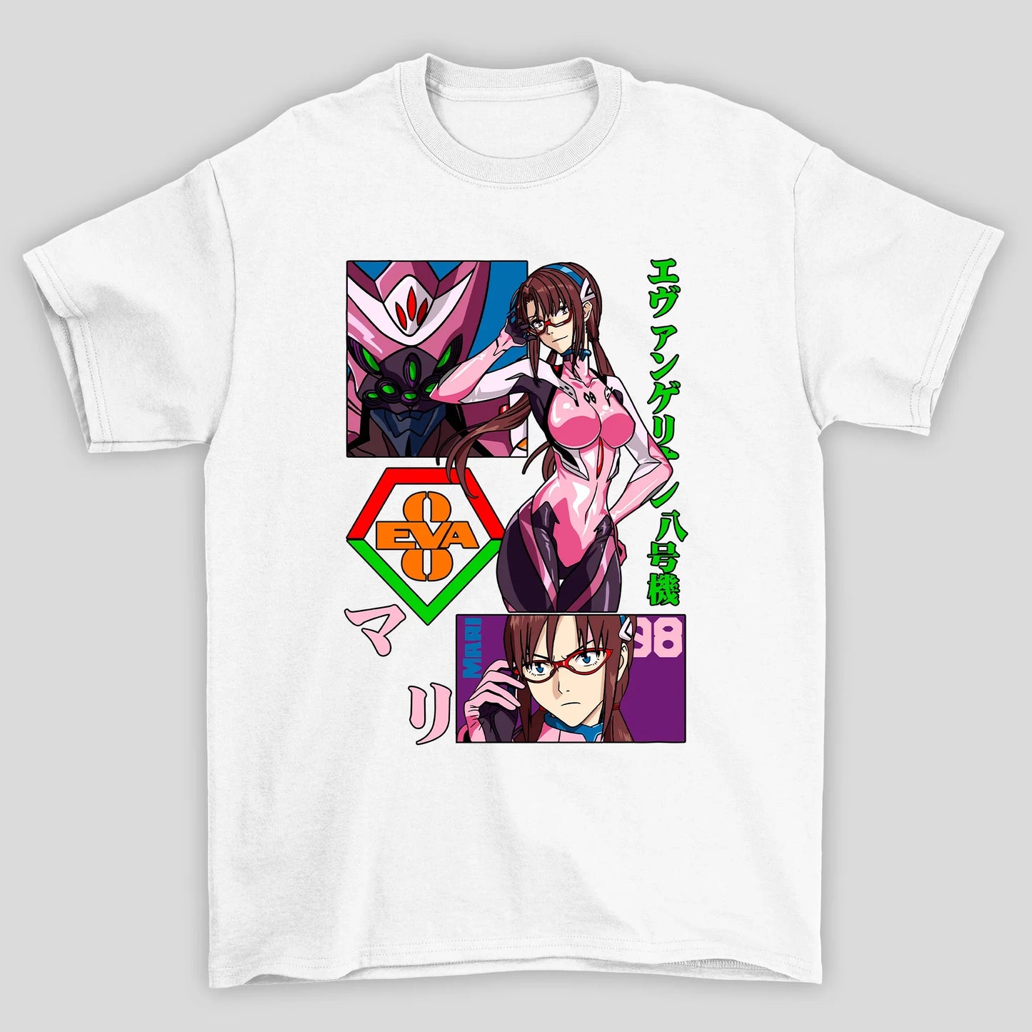 Camiseta Básica Unissex Mari EVA00 Kanji Evangelion