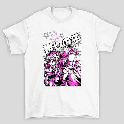 Camiseta Básica Unissex Aqua e Ruby Kanji Oshi No Ko