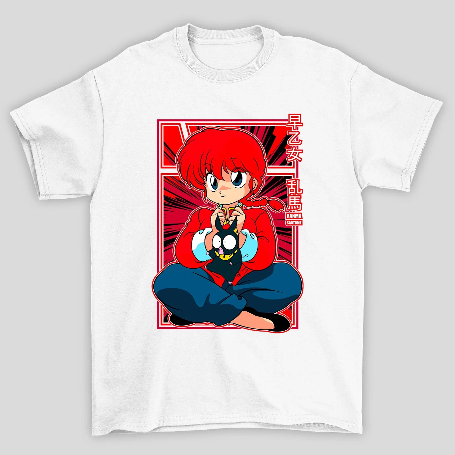 Camiseta Básica Unissex Ranma Saotome Kanji Bichinho