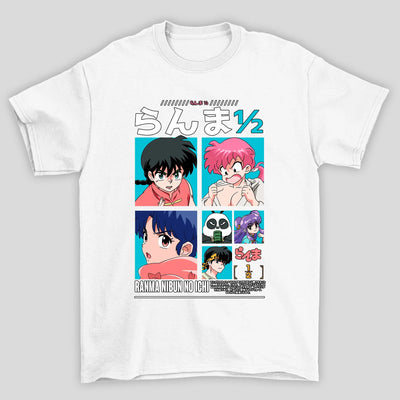Camiseta Básica Unissex Personagens Quadrado Kanji Ranma