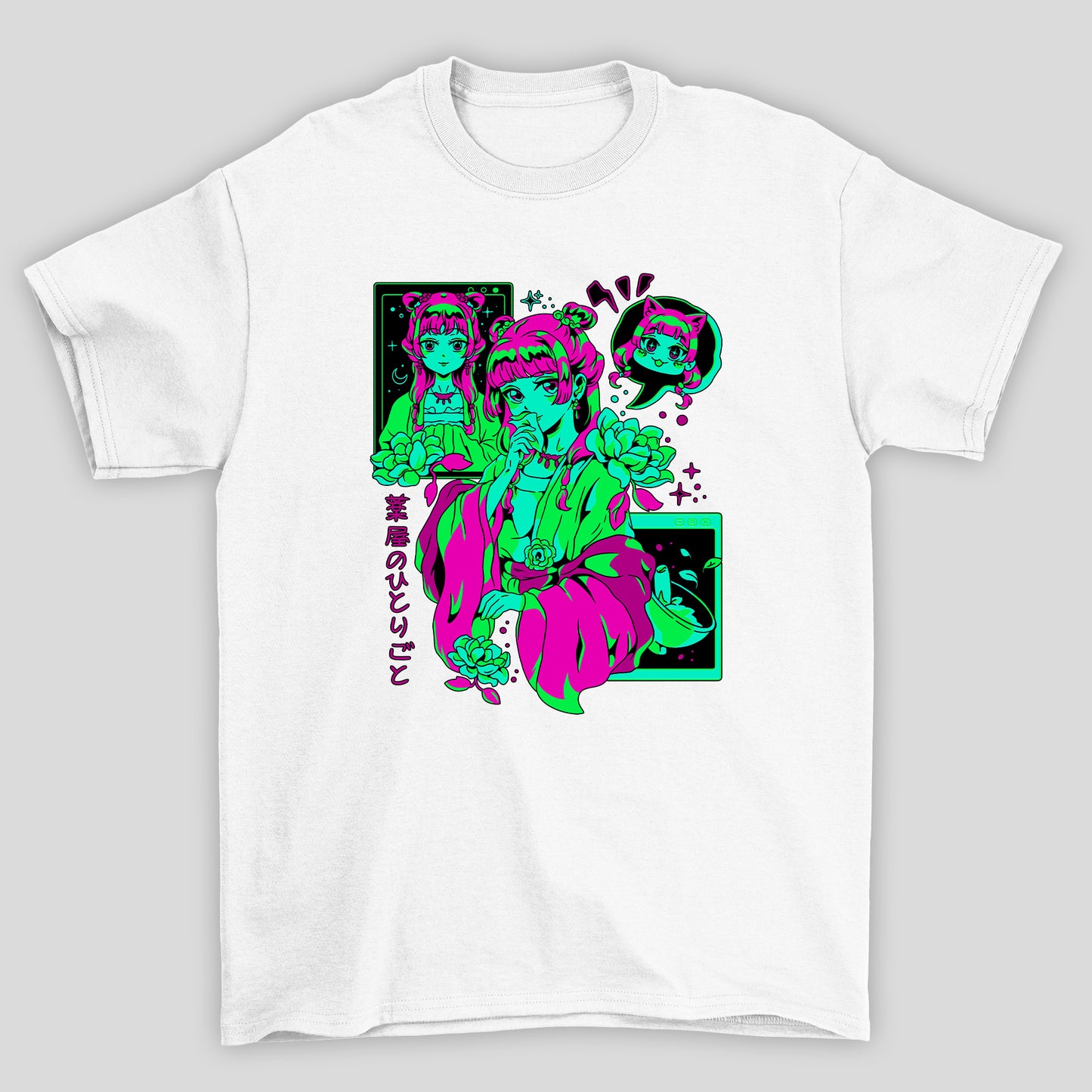 Camiseta Básica Unissex The Apothecary Diaries Maomao Pop Flores