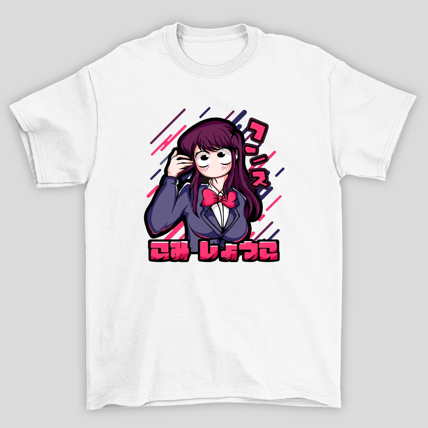 Camiseta Básico Unissex Komi Kanji Kawaii Komi Cants Communicate