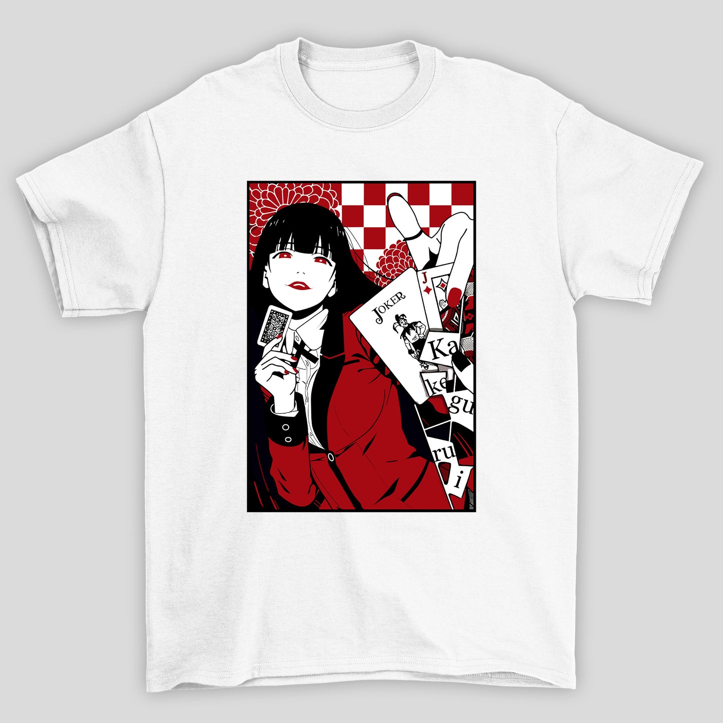 Camiseta Básica Unissex Yumeko Jabami Joker Carta Kakegurui