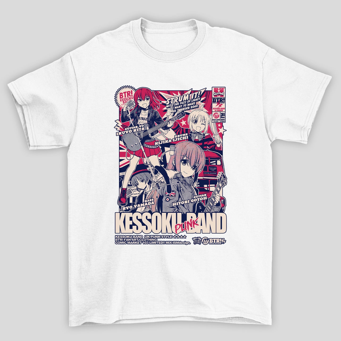Camiseta Básica Unissex Kessoku Band Punk Poster Show Bocchi The Rock