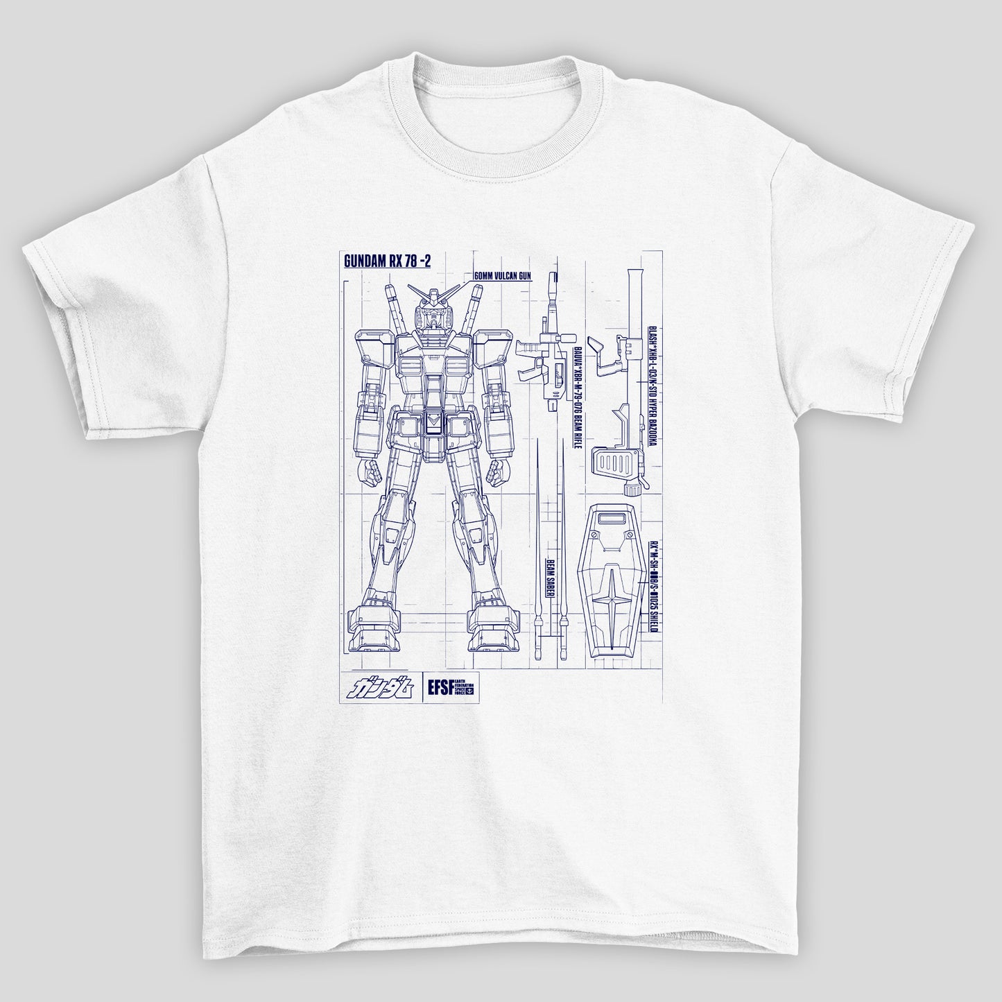 Camiseta Básica Unissex Gundam Blueprint