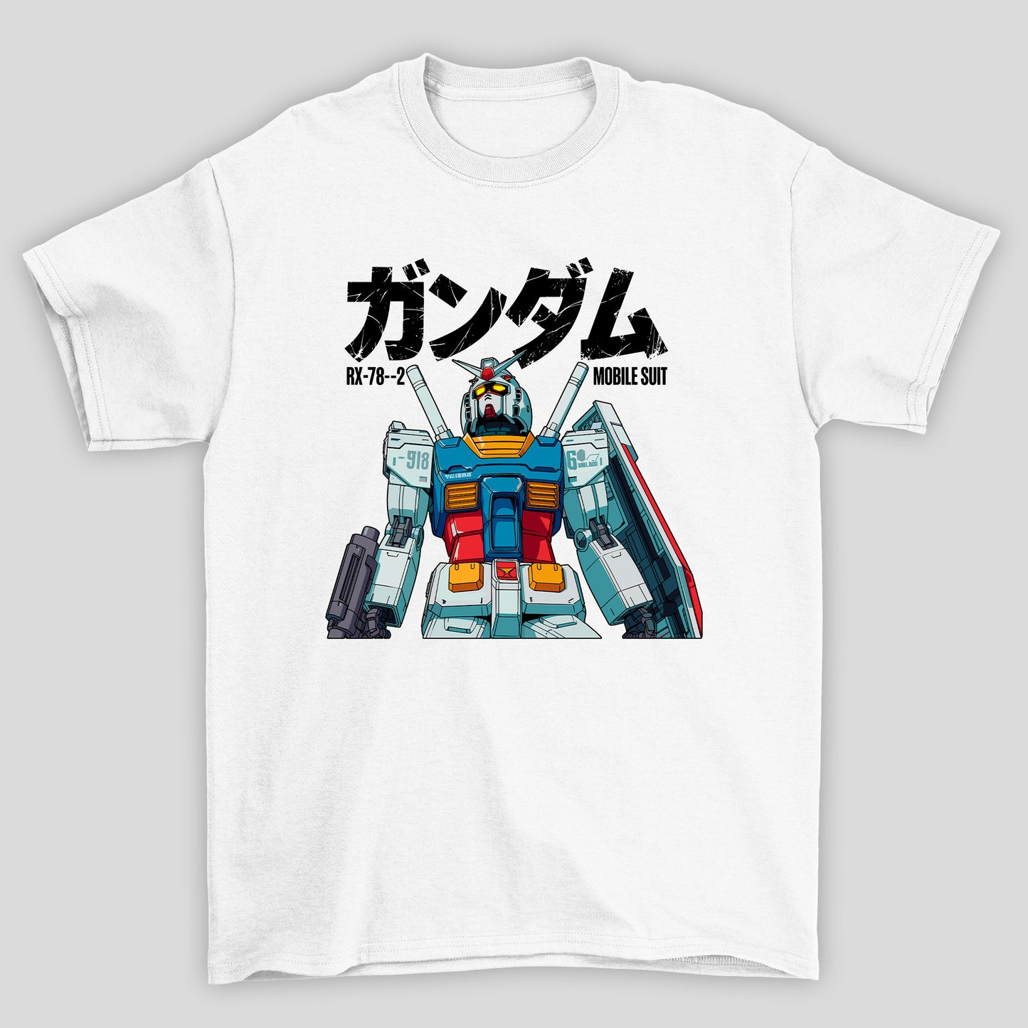 Camiseta Básica Unissex Gundam Kanji RX-78 Graphic