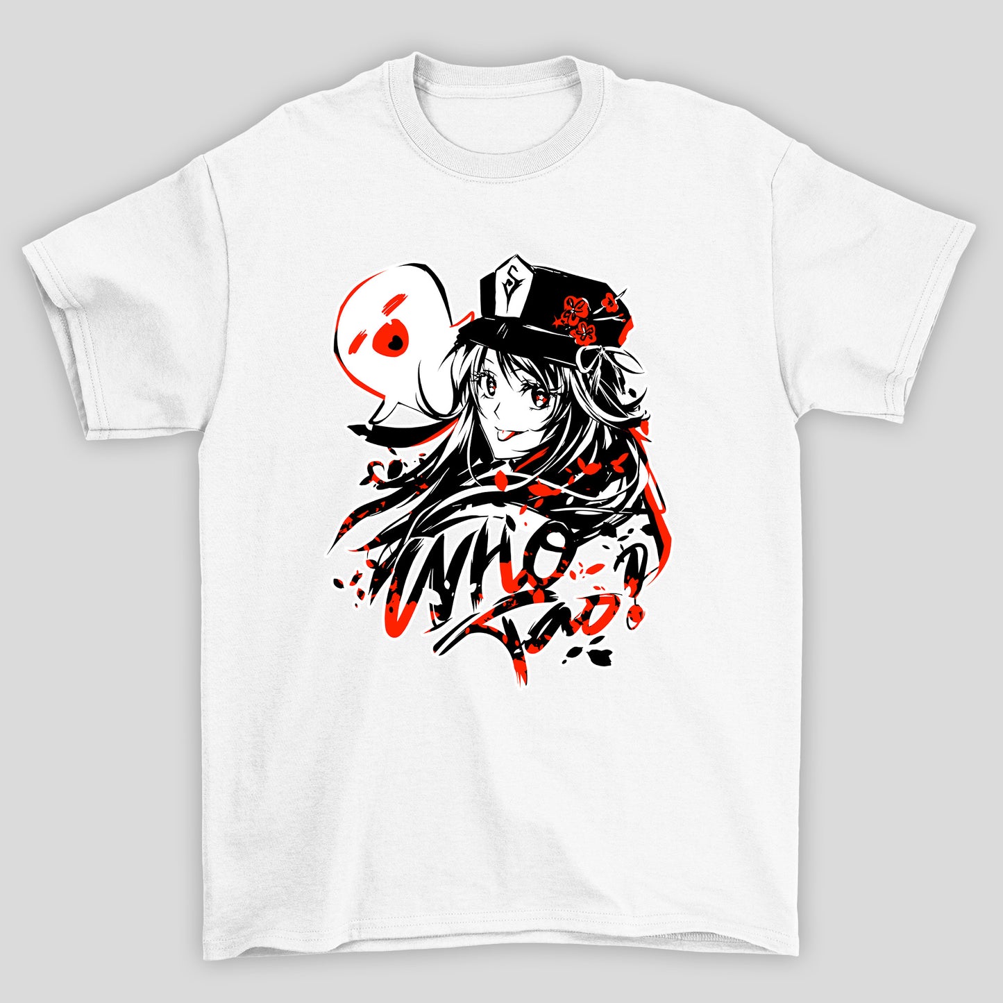 Camiseta Básica Unissex Hu Tao Who Fantasma Rosto Genshin