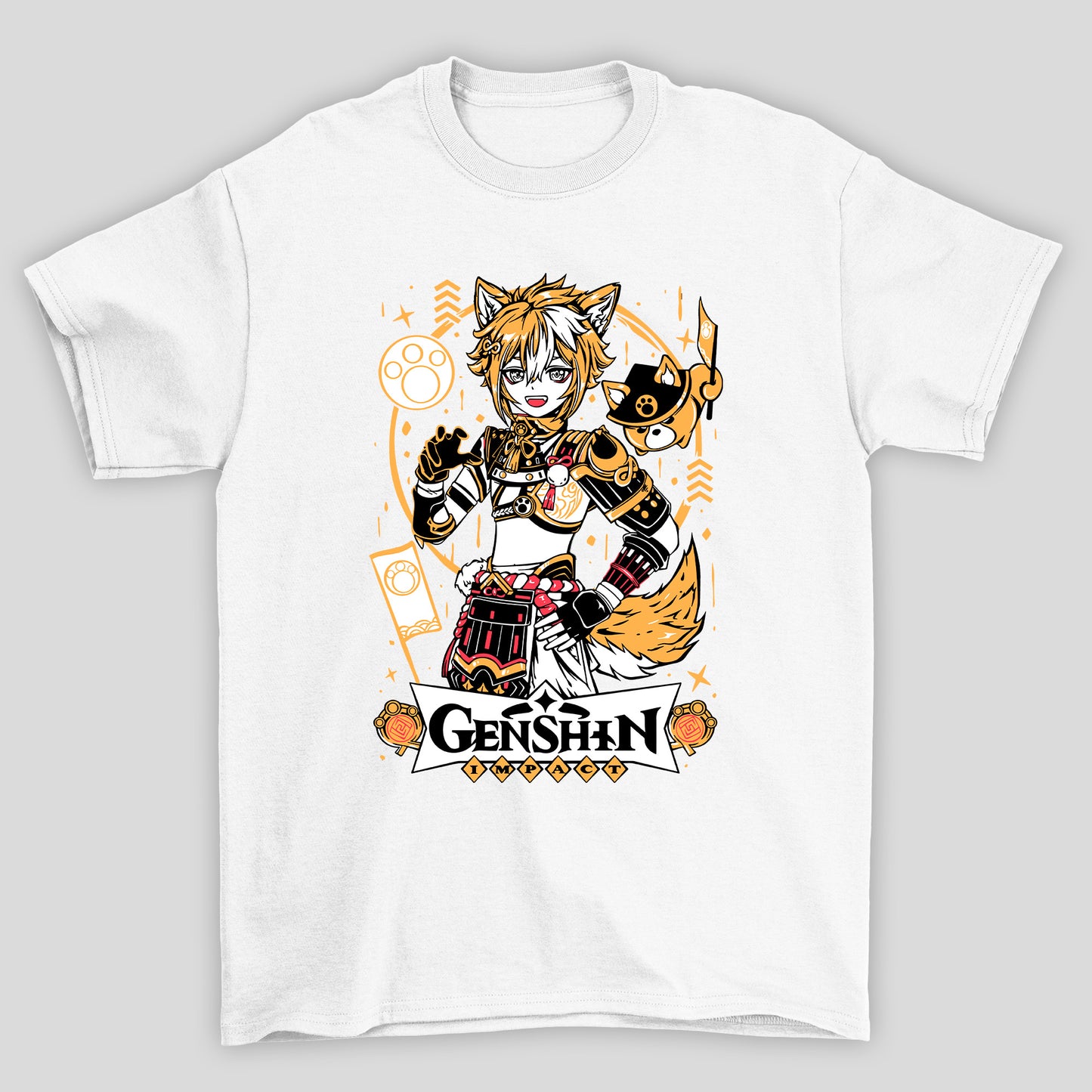 Camiseta Básica Unissex Gorou Arco Cachorro Genshin