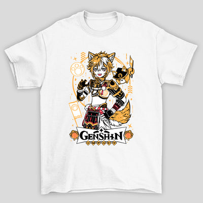 Camiseta Básica Unissex Gorou Arco Cachorro Genshin