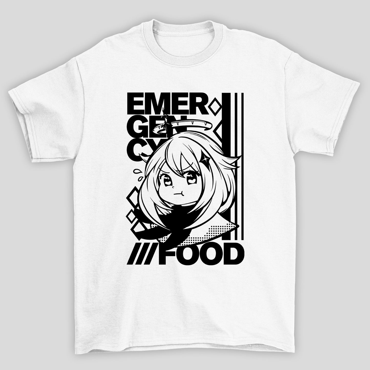 Camiseta Básica Unissex Paimon Emburrada Emergency Food Genshin