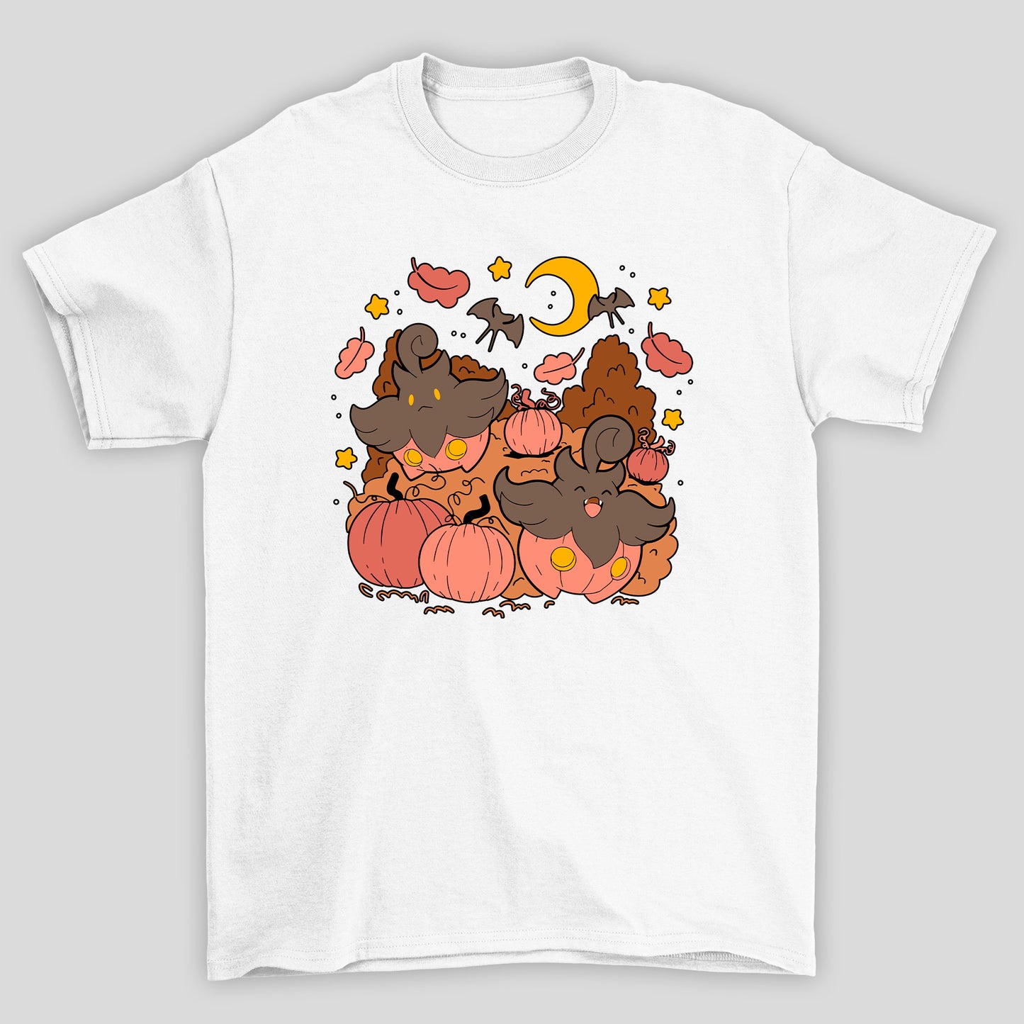 Camiseta Básica Unissex Pumpkboo Lua Pokemon Halloween