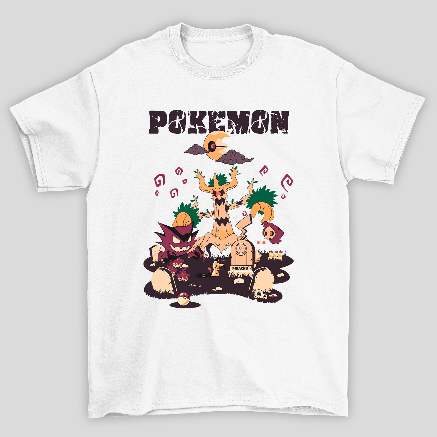 Camiseta Básica Unissex Trevenant Tumulo Pokemon Halloween