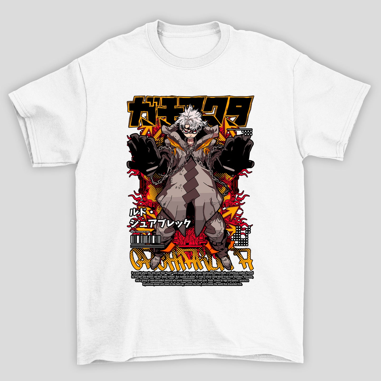 Camiseta Básica Unissex Rudo Revista Kanji Gachiakuta