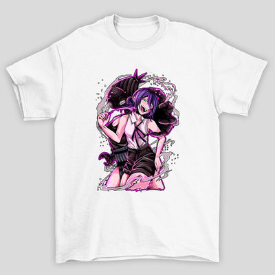 Camiseta Básica Unissex Chainsaw Man Reze Bomba Fumaça