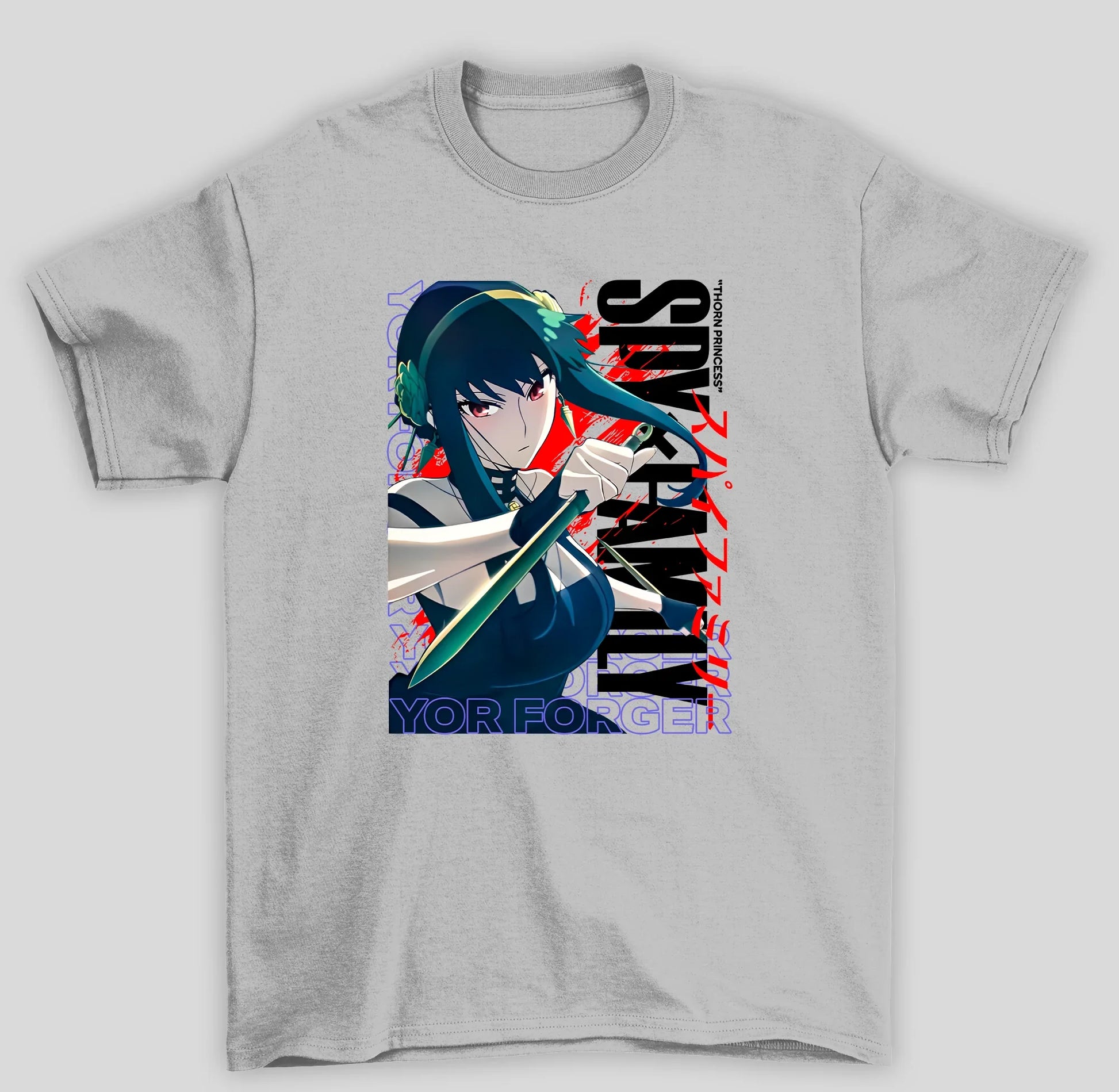 Camiseta Básica Unissex Spy x Family Yor Forger Thorn Princes- cinza