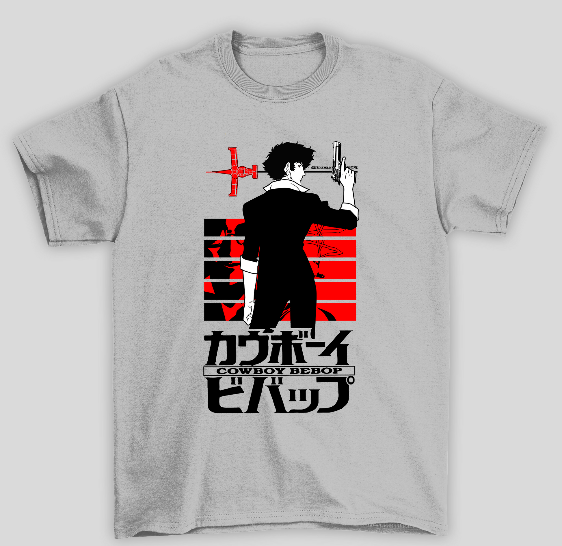 Camiseta Básica Unissex Cowboy Bebop Spike Spiegel- CINZA
