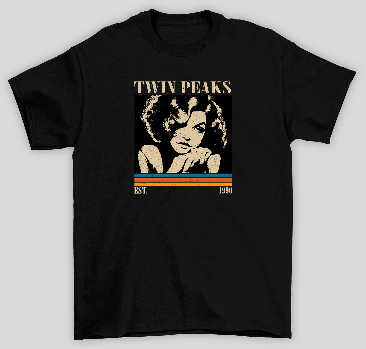 Camiseta Básica Unissex Twin Peaks Est 1990- preto