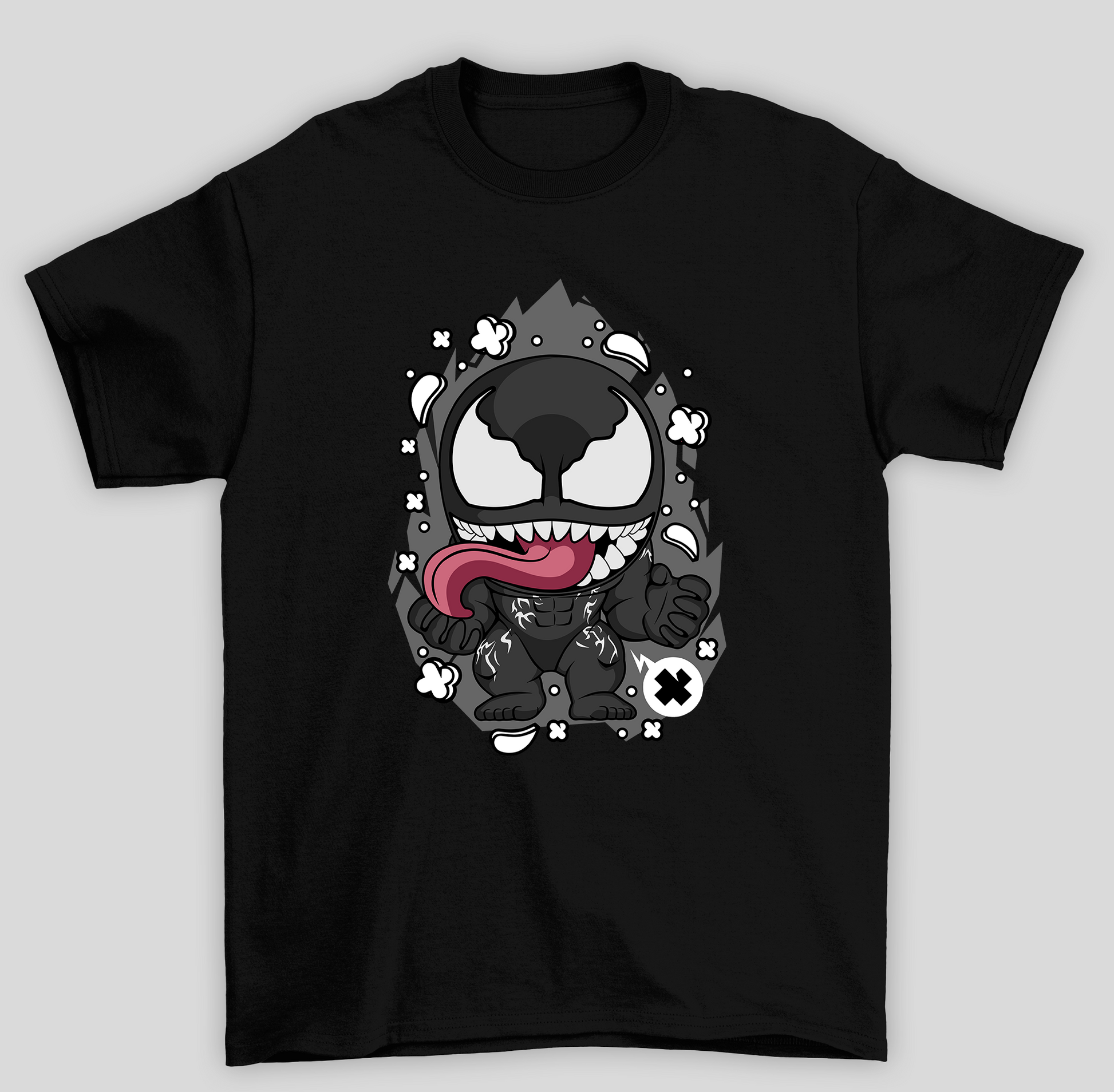 Camiseta Básica Unissex Venom Chibi Fofo- preto