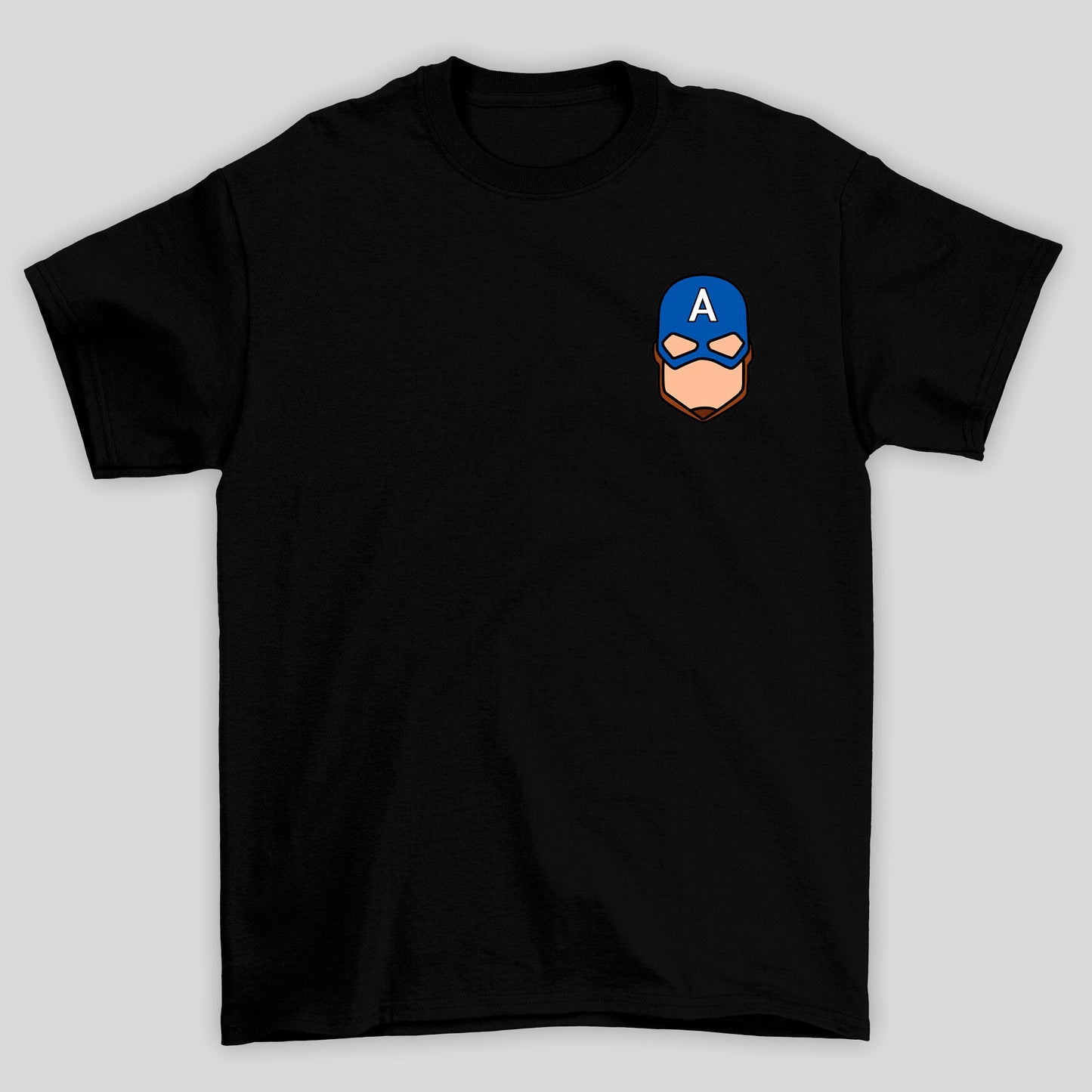 Camiseta Básica Unissex Capitão América Rosto Minimalista