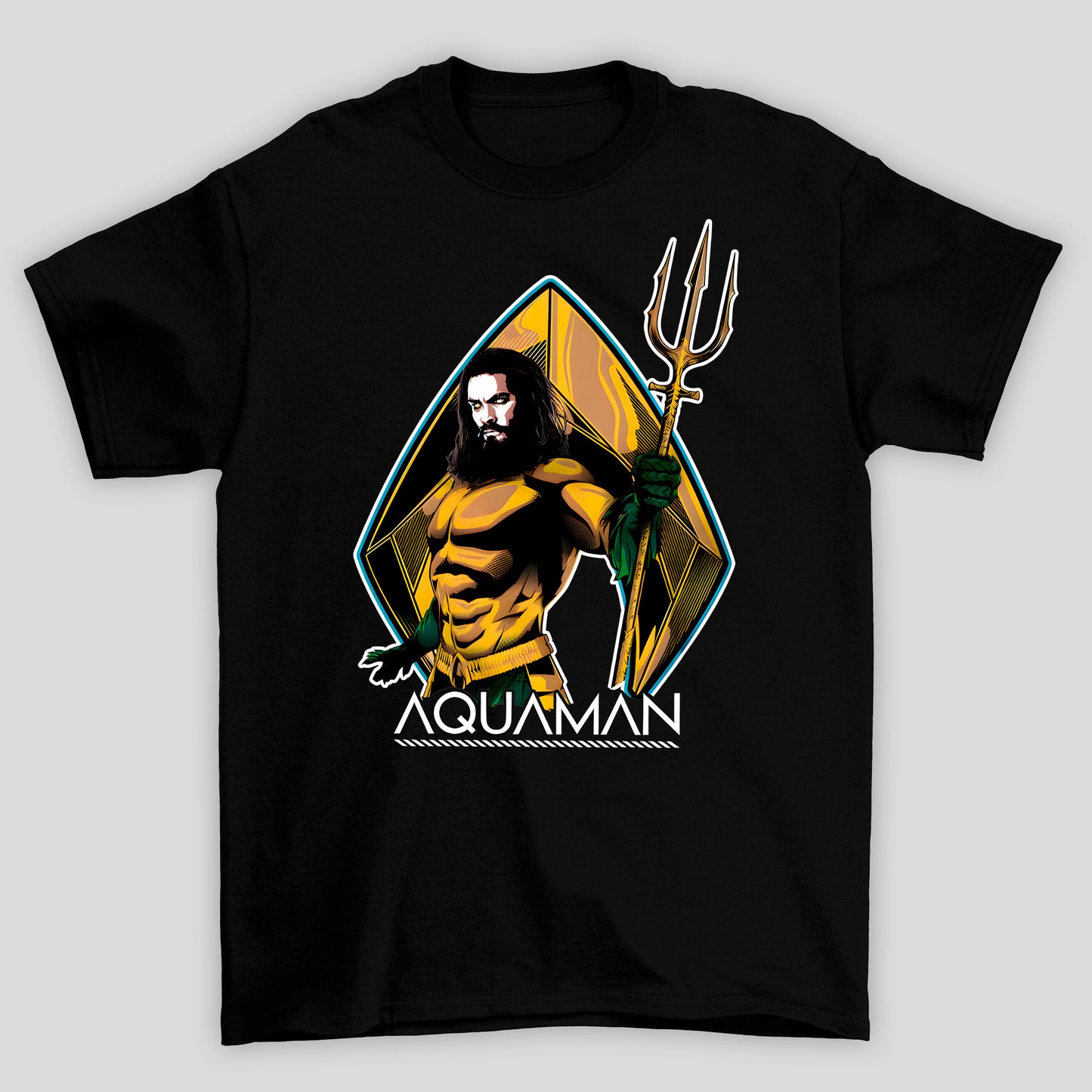 Camiseta Básica Unissex Aquaman Tridente HQ Style