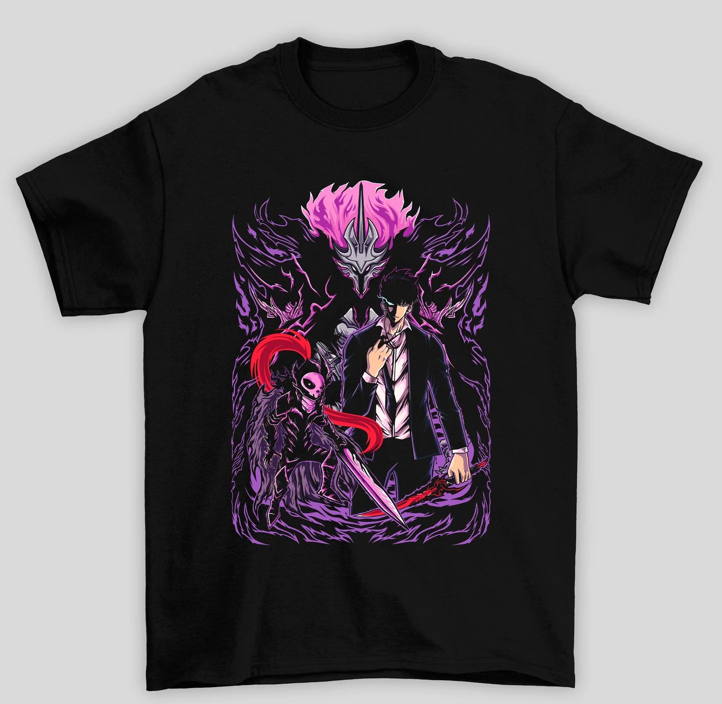 Camiseta Básica Unissex Solo Leveling Sung Cavaleiro Roxo