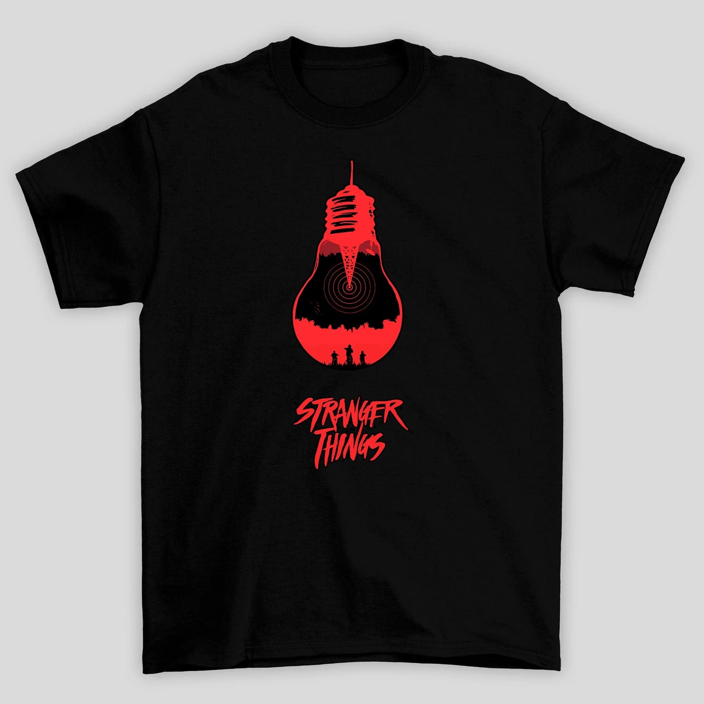 Camiseta Básica Unissex Lampada Vermelha Stranger Things