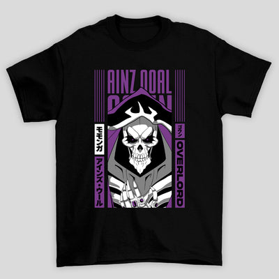 Camiseta Básica Unissex Overlord Ainz Rosto Kanji