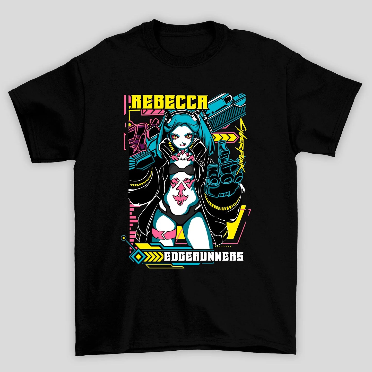 Camiseta Básica Unissex Rebecca Dedo Cyberpunk Edgedruuners