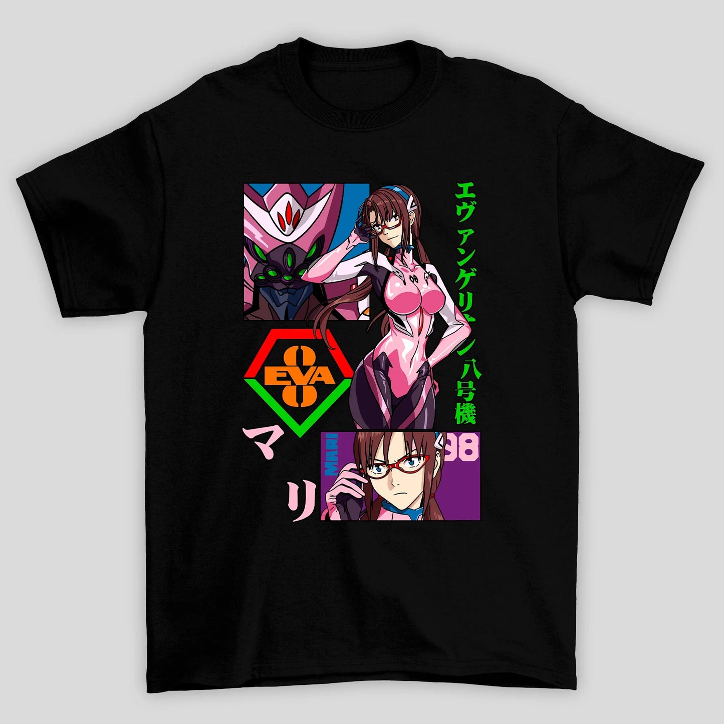 Camiseta Básica Unissex Mari EVA00 Kanji Evangelion