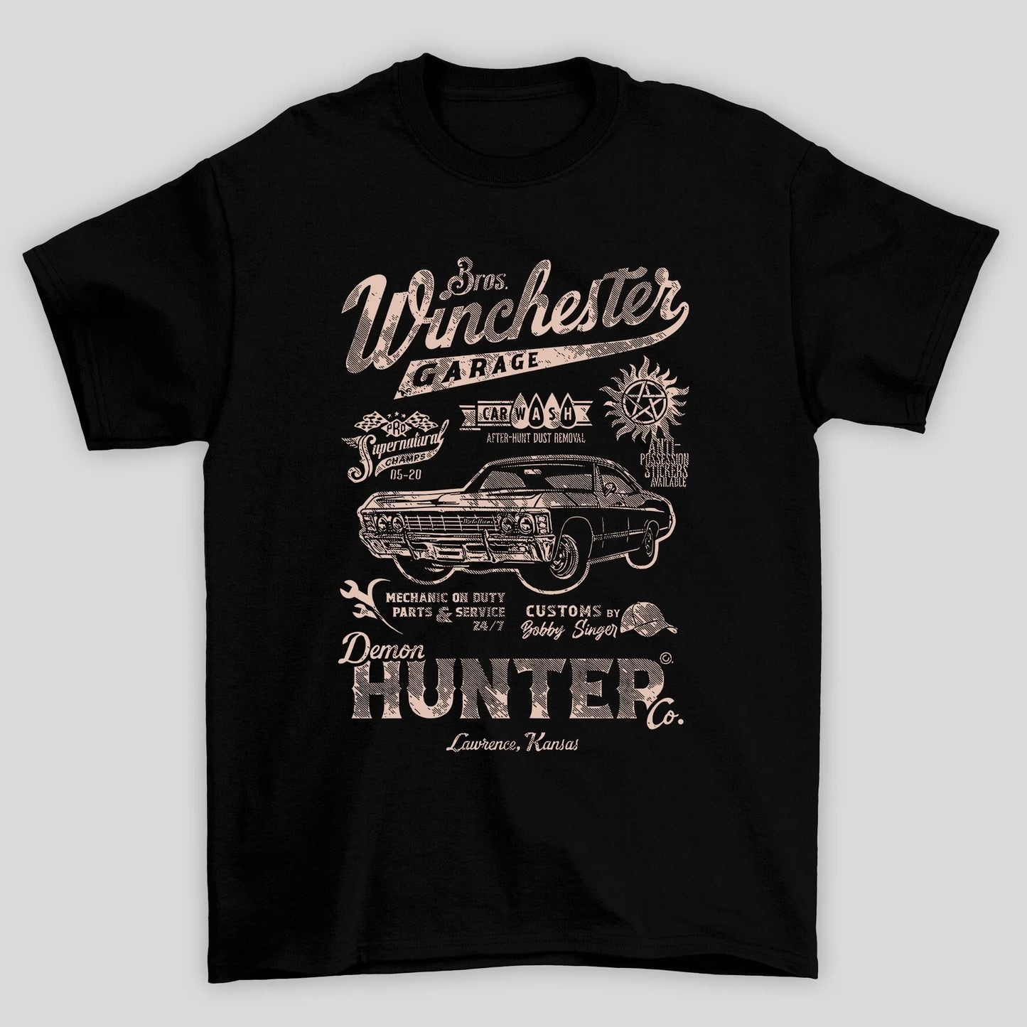Camiseta Básica Unissex Bros Winchester Garage Supernatural