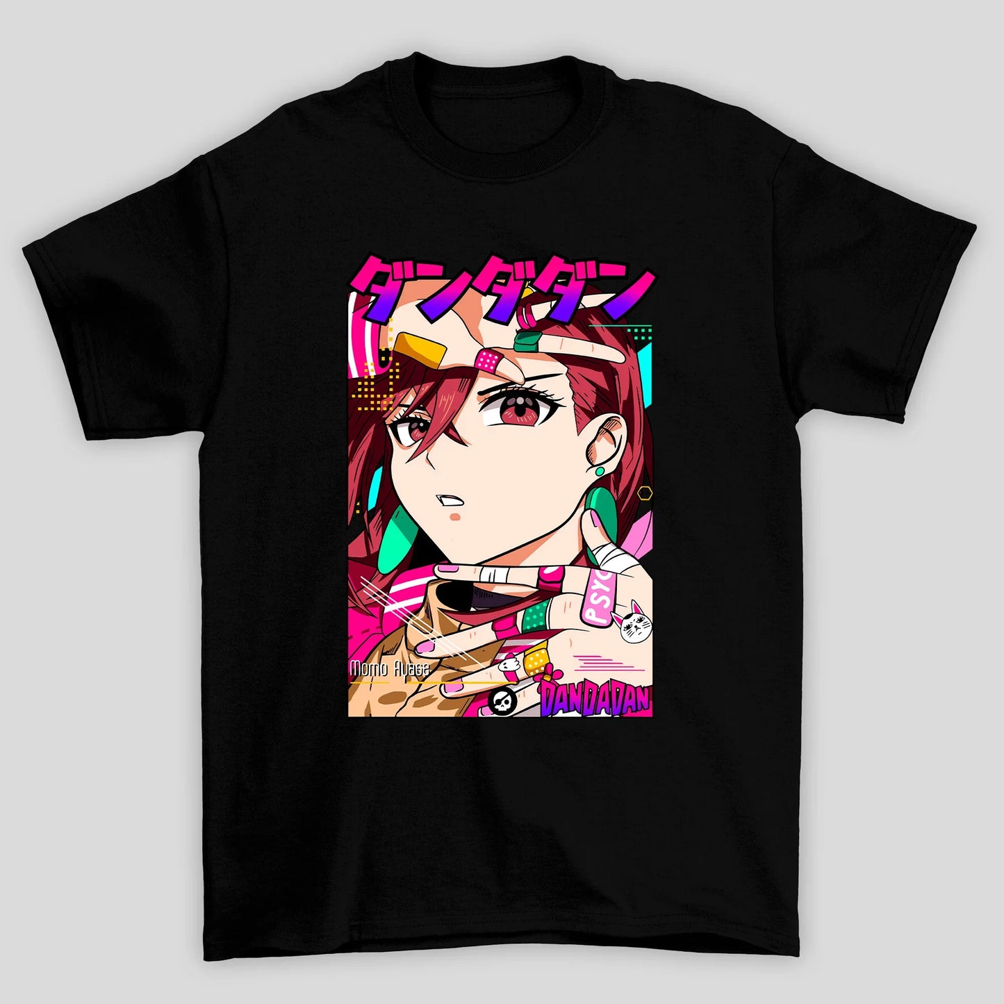 Camiseta Básica Unissex Momo Ayase Kanji Bandeides Dandadan