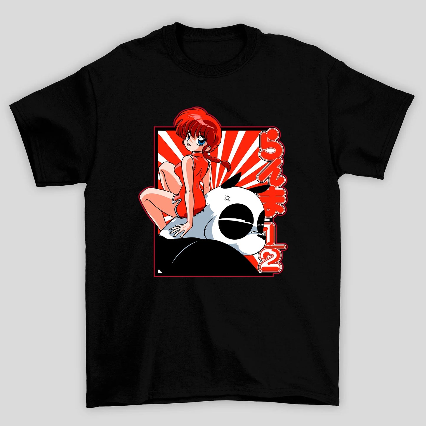 Camiseta Básica Unissex Ranma Saotome Kanji Panda