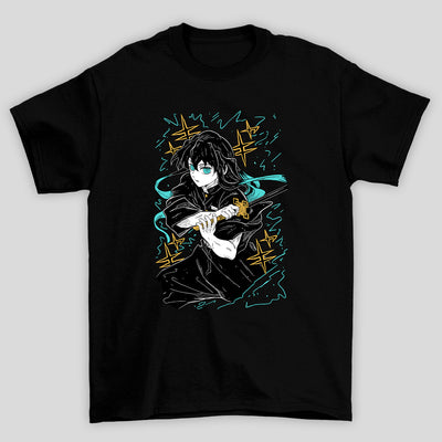 Camiseta Basica Unissex Demon Slayer Tokito Kanji Raios