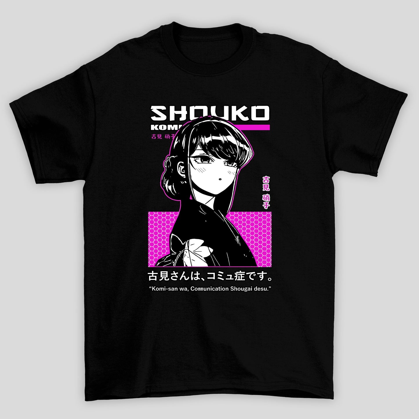 Camiseta Básica Unissex Shoukokanji Komi Cants Communicate
