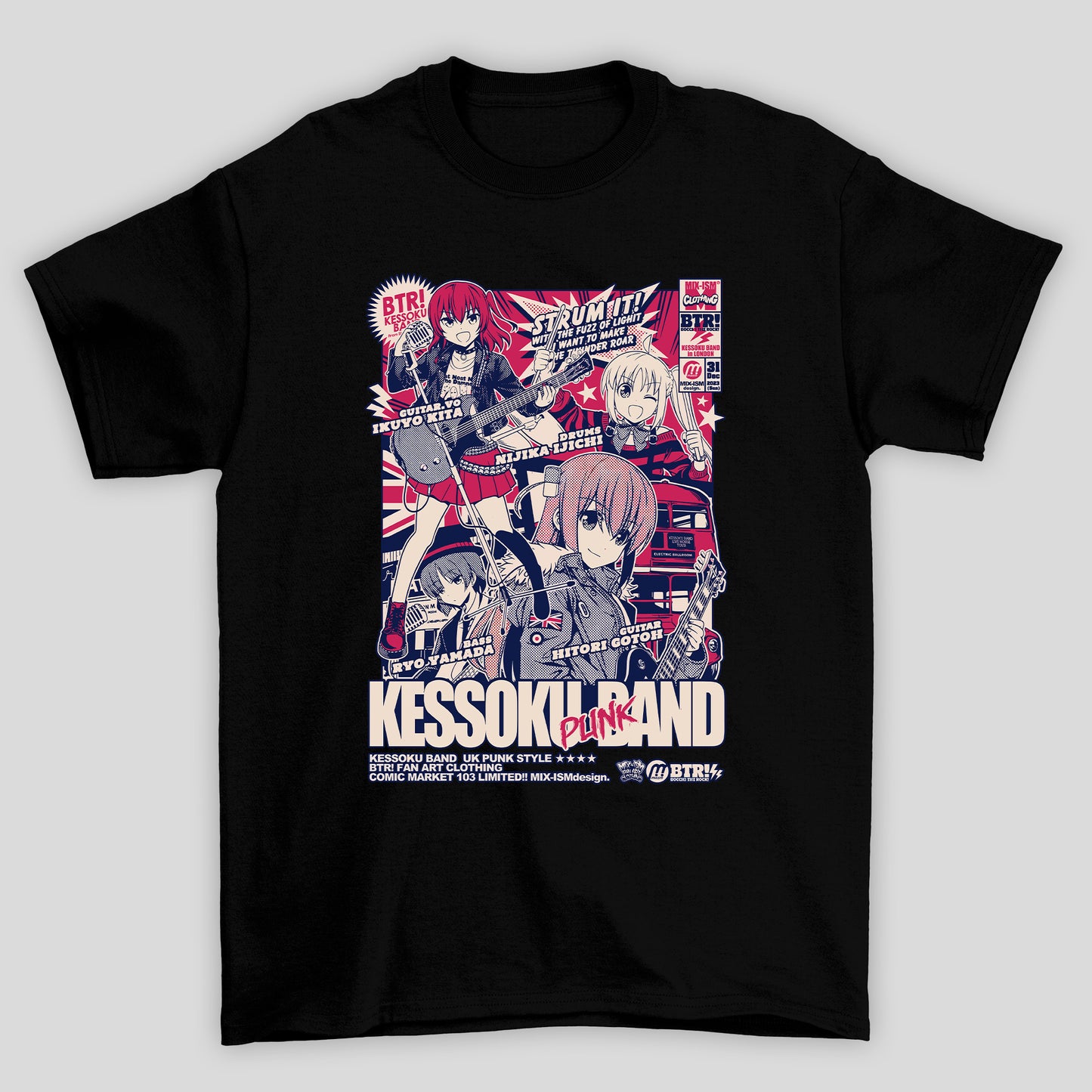 Camiseta Básica Unissex Kessoku Band Punk Poster Show Bocchi The Rock