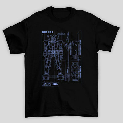 Camiseta Básica Unissex Gundam Blueprint