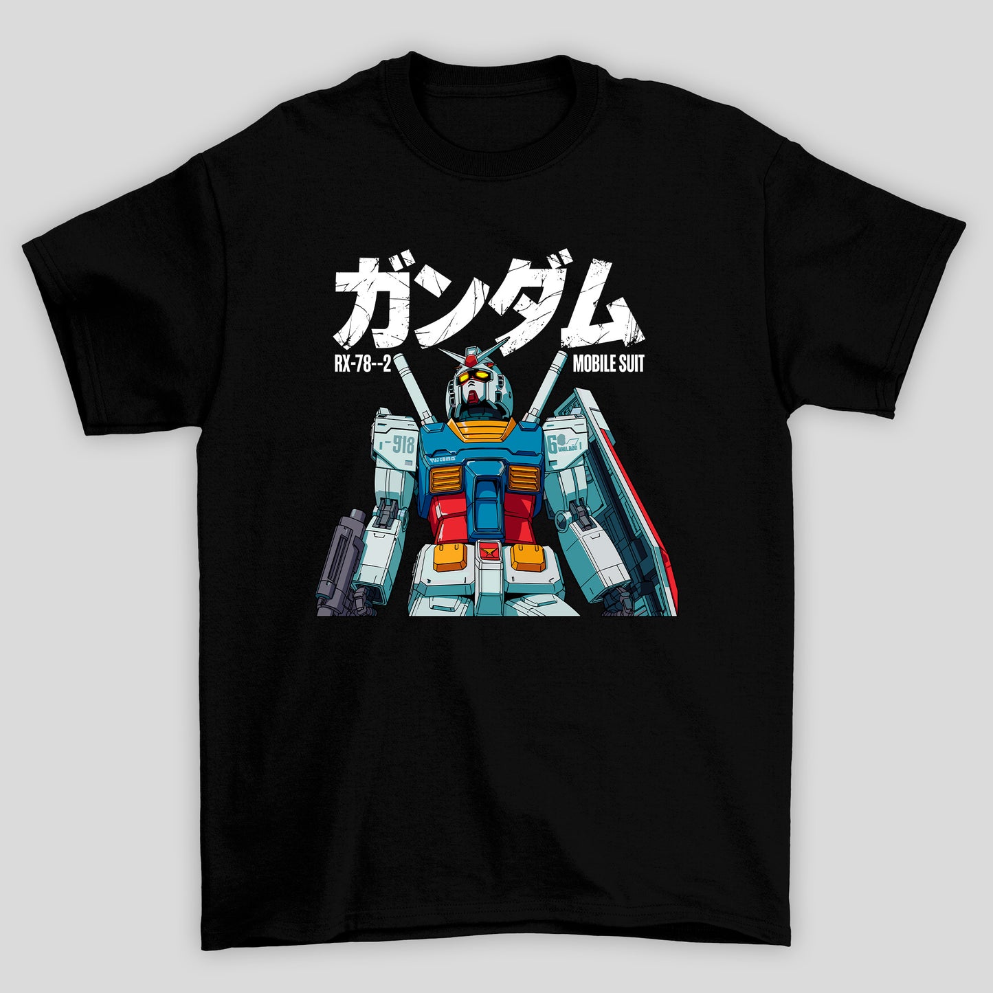 Camiseta Básica Unissex Gundam Kanji RX-78 Graphic