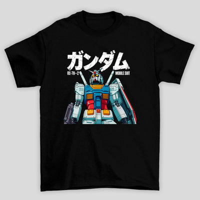 Camiseta Básica Unissex Gundam Kanji RX-78 Graphic