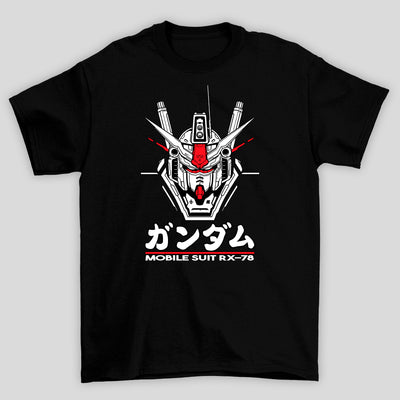Camiseta Básica Unissex Gundam Kanji Mobile Suit RX-78