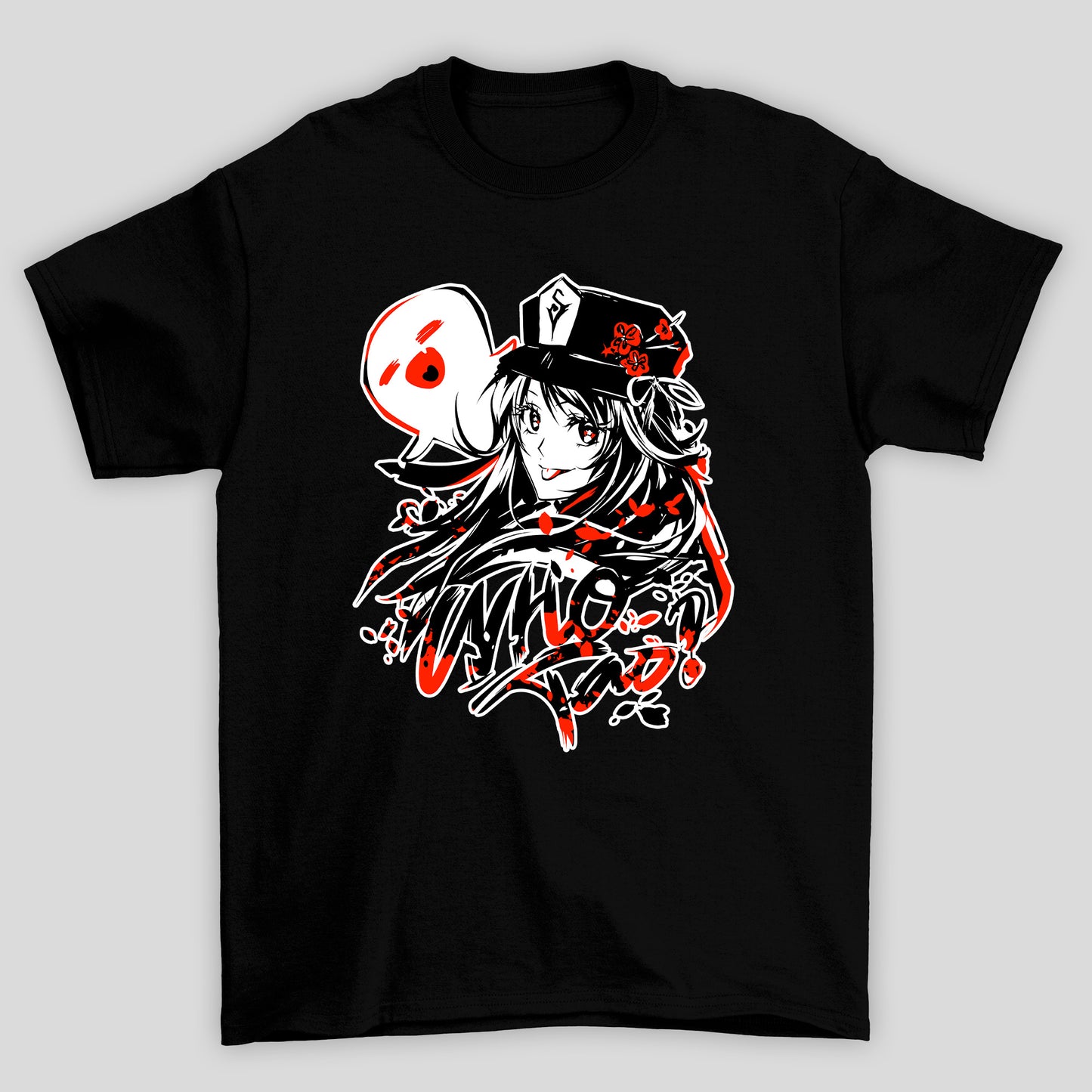 Camiseta Básica Unissex Hu Tao Who Fantasma Rosto Genshin