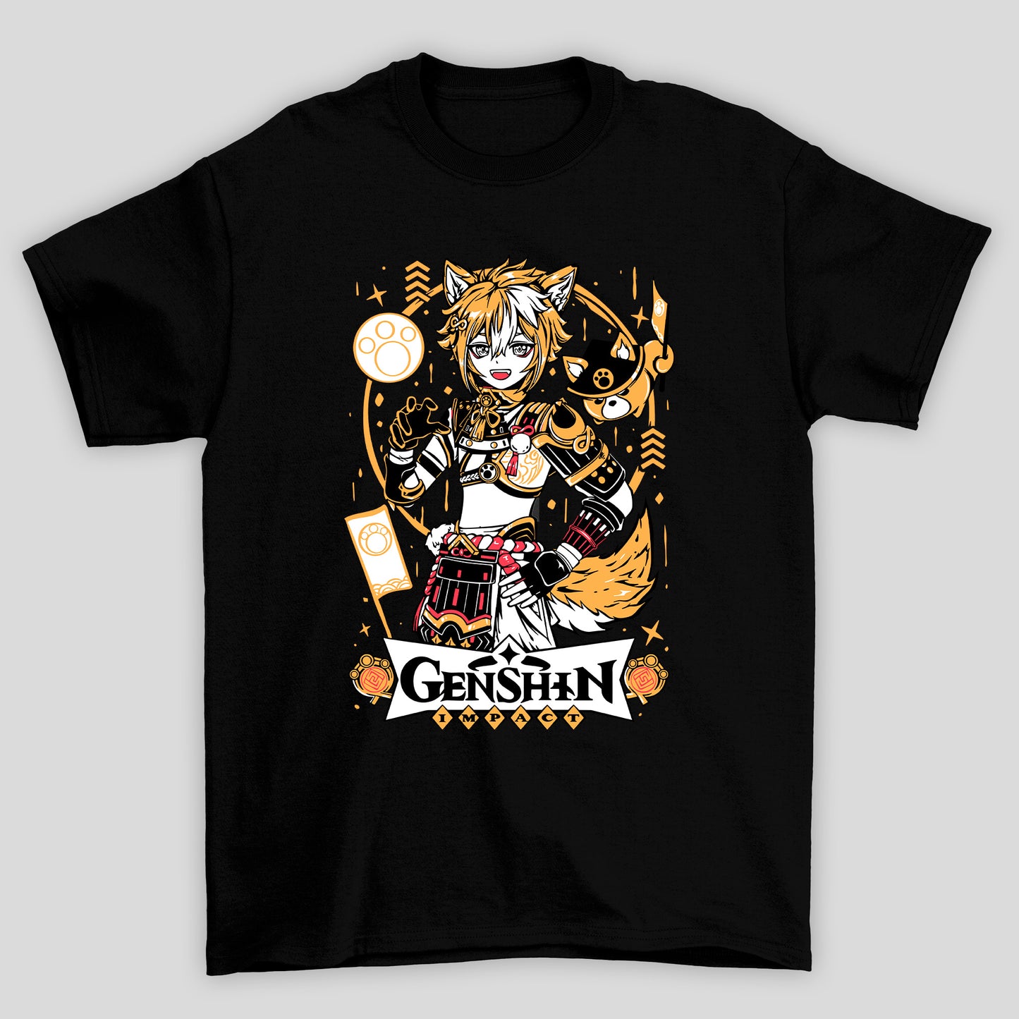 Camiseta Básica Unissex Gorou Arco Cachorro Genshin