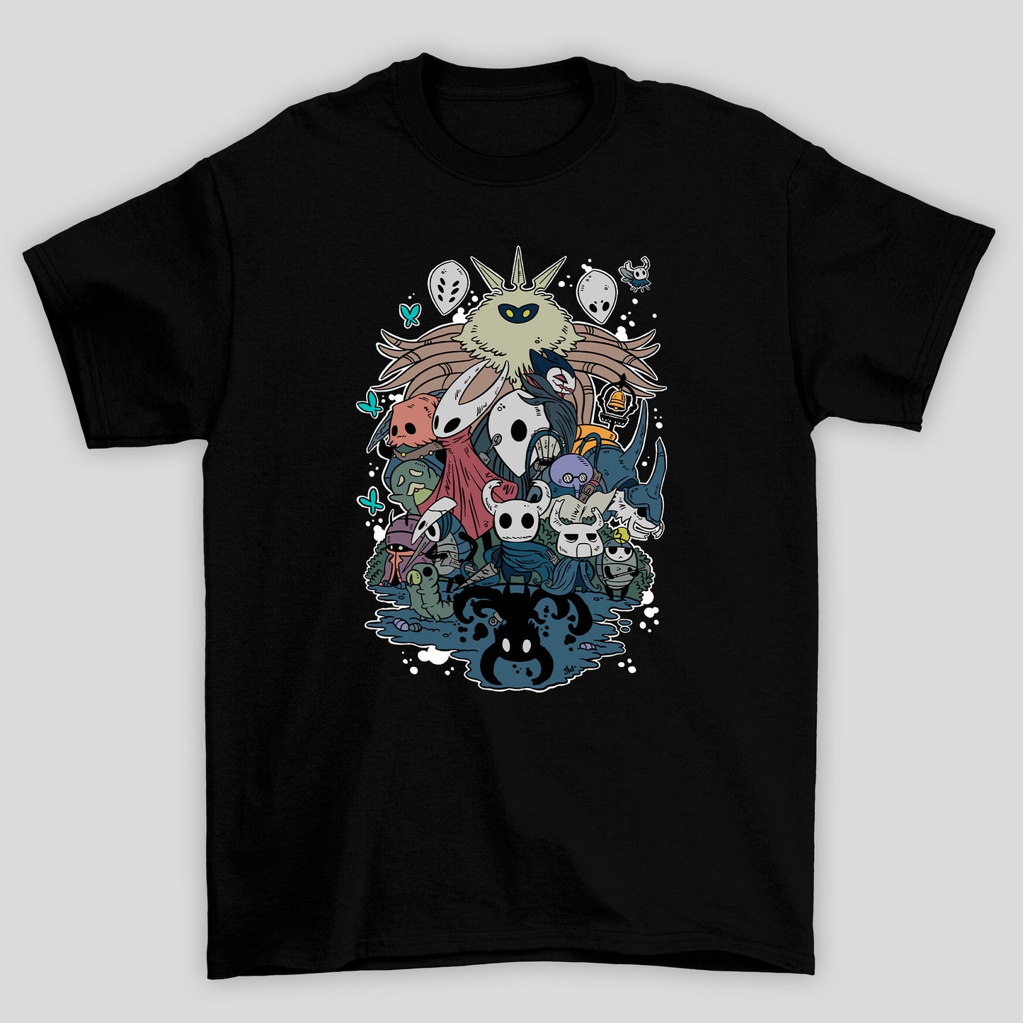 Camiseta Básica Unissex Hollow Knight Personagens Mascaras