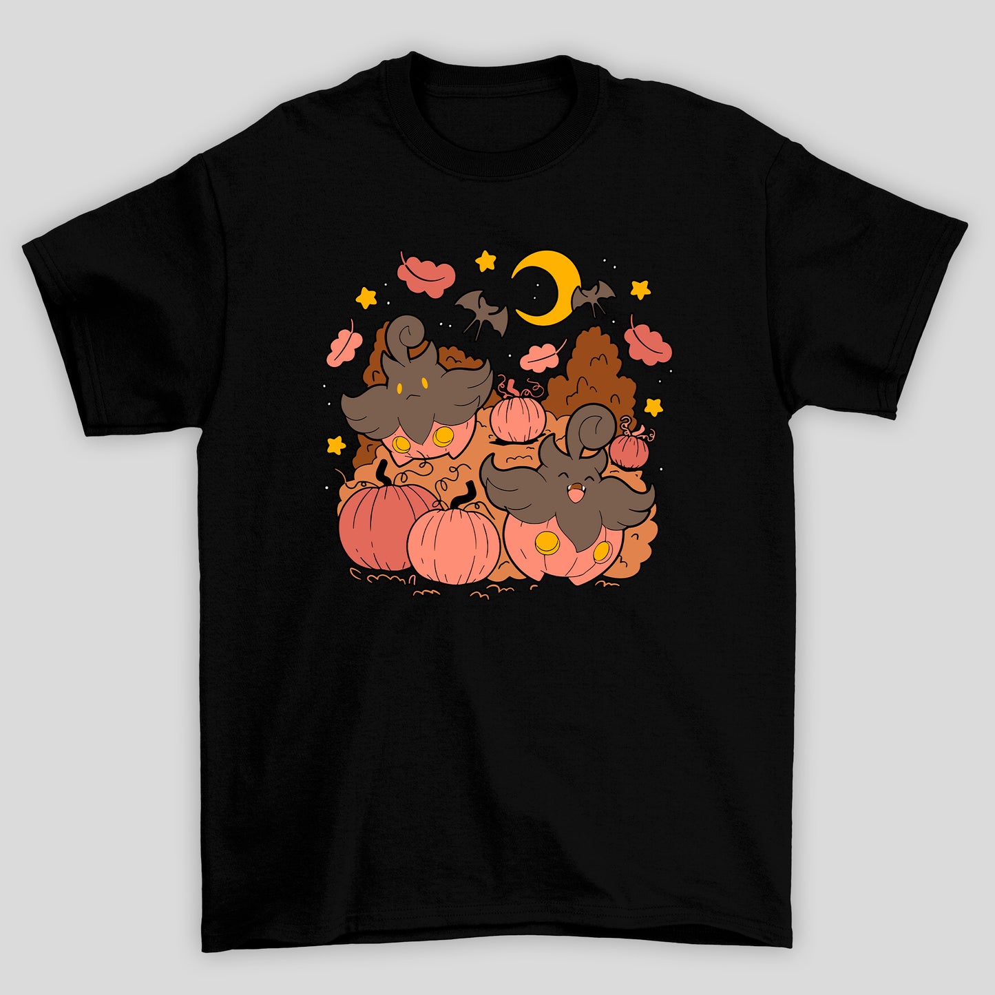Camiseta Básica Unissex Pumpkboo Lua Pokemon Halloween