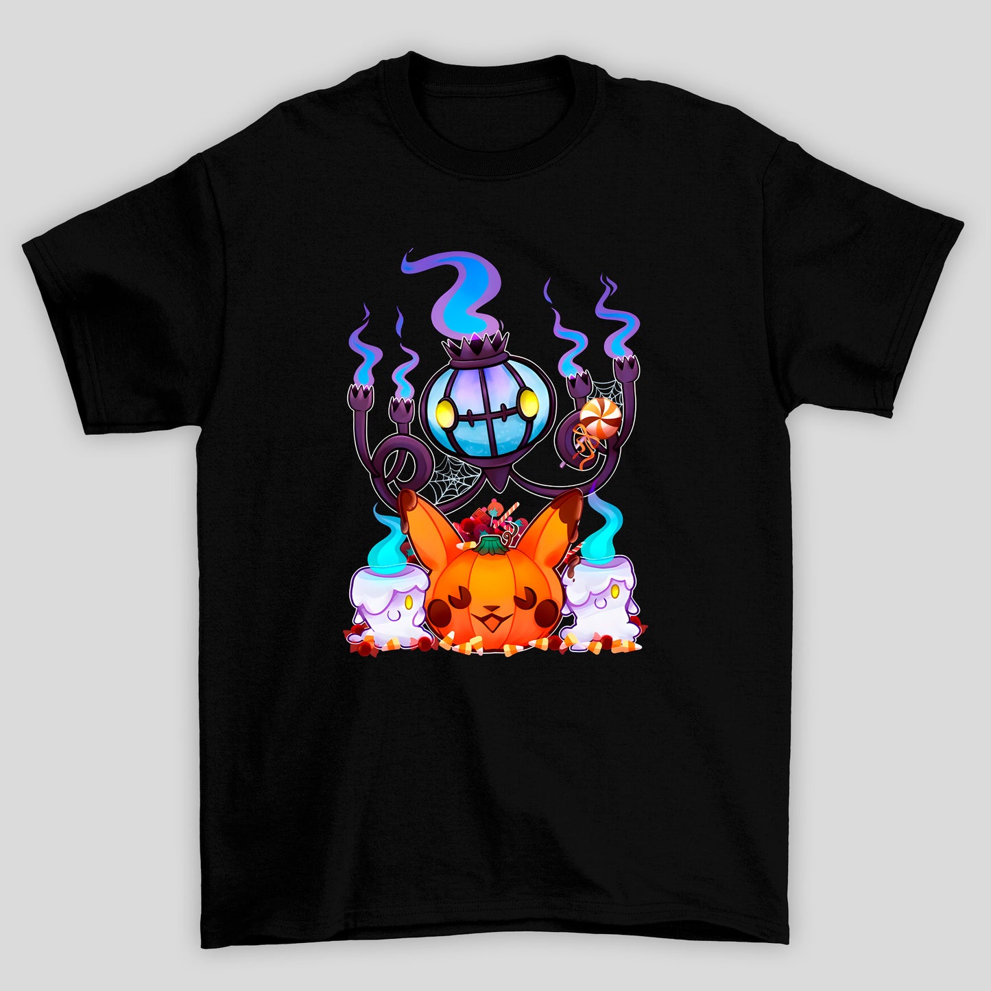 Camiseta Básica Unissex Chandelure Litwick Pokemon Halloween
