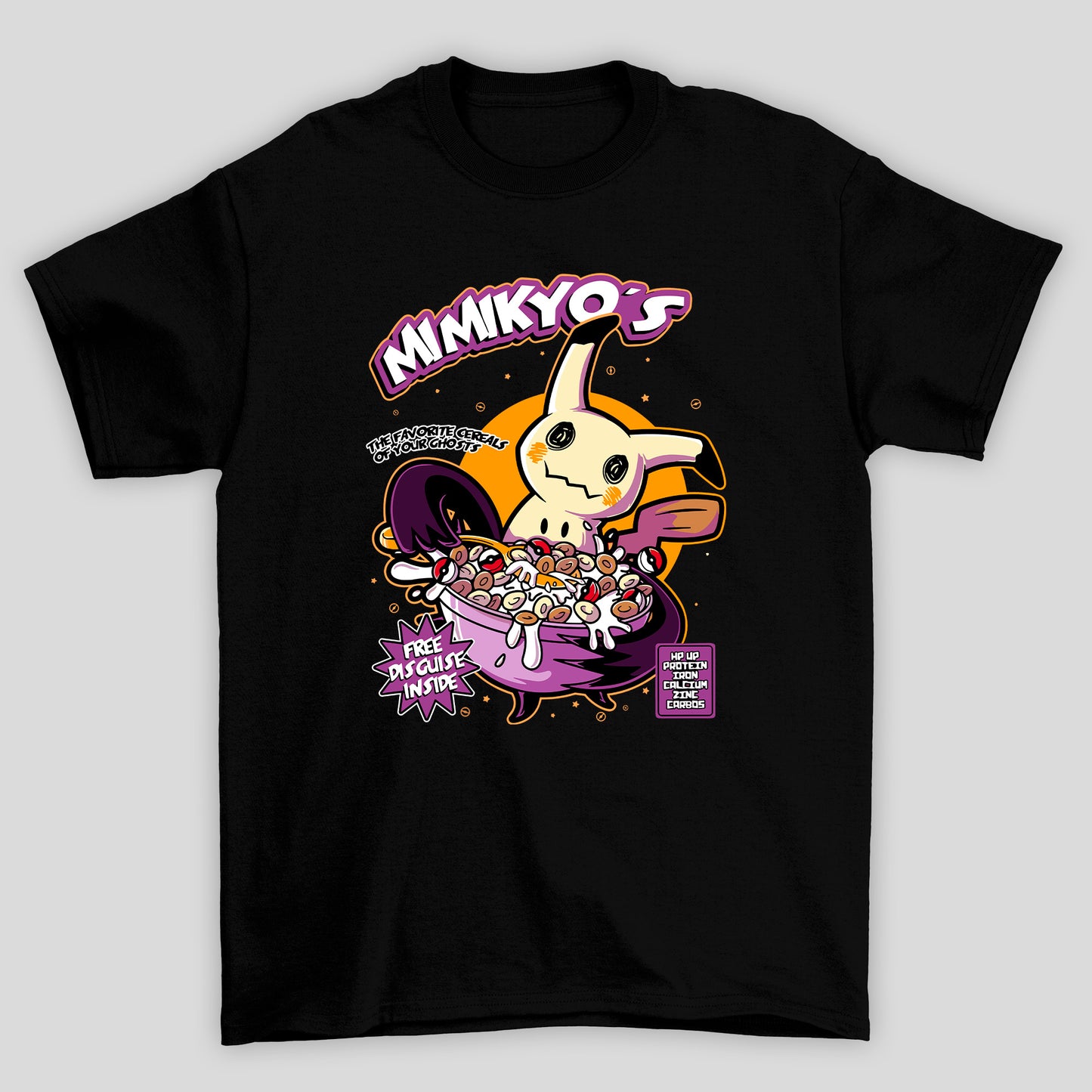 Camiseta Básica Unissex Mimikyu Cereal Pokemon Halloween