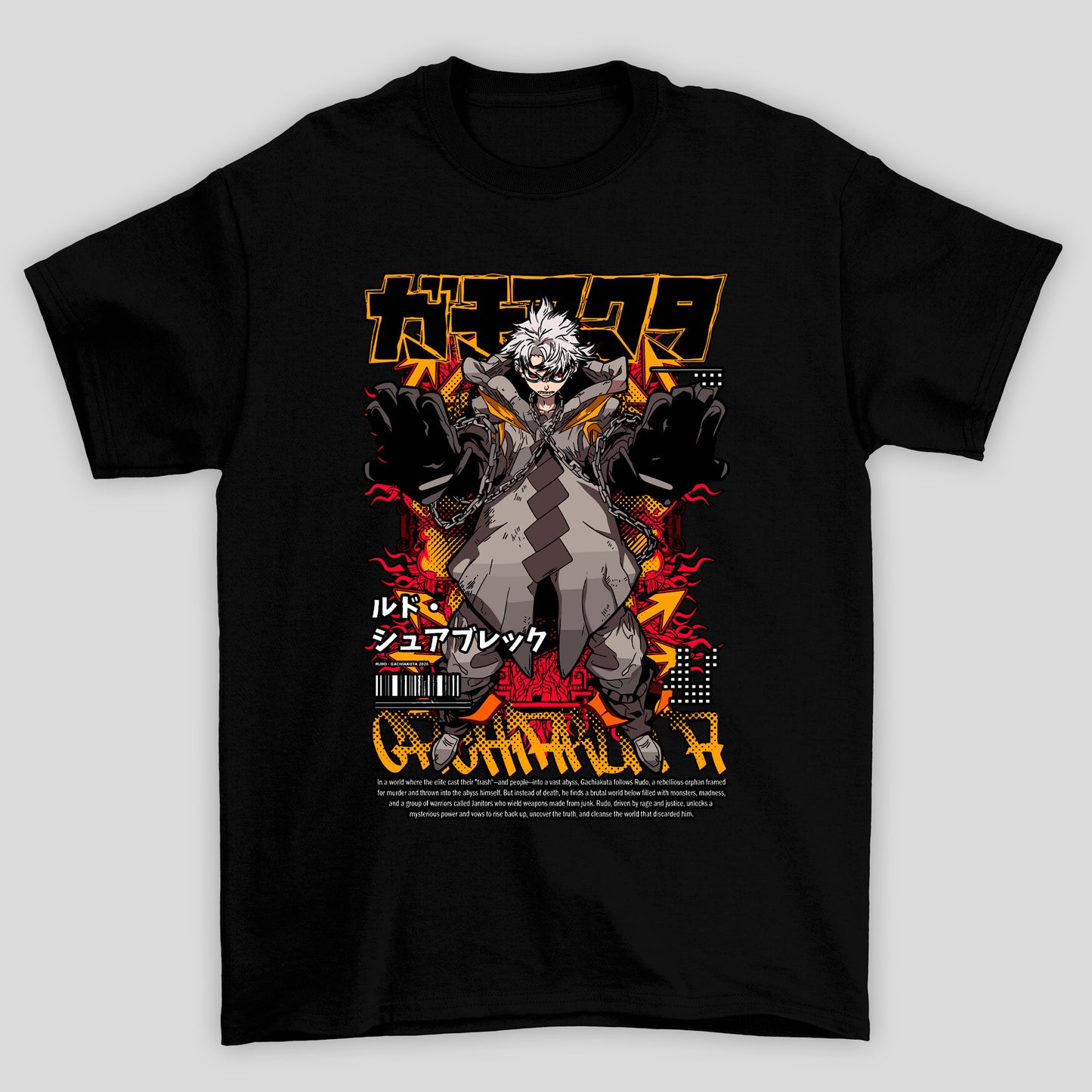 Camiseta Básica Unissex Rudo Revista Kanji Gachiakuta