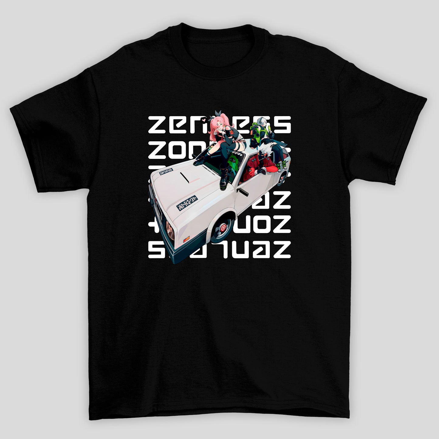 Camiseta Básica Unissex Zenless Zone Zero Personagens Carro