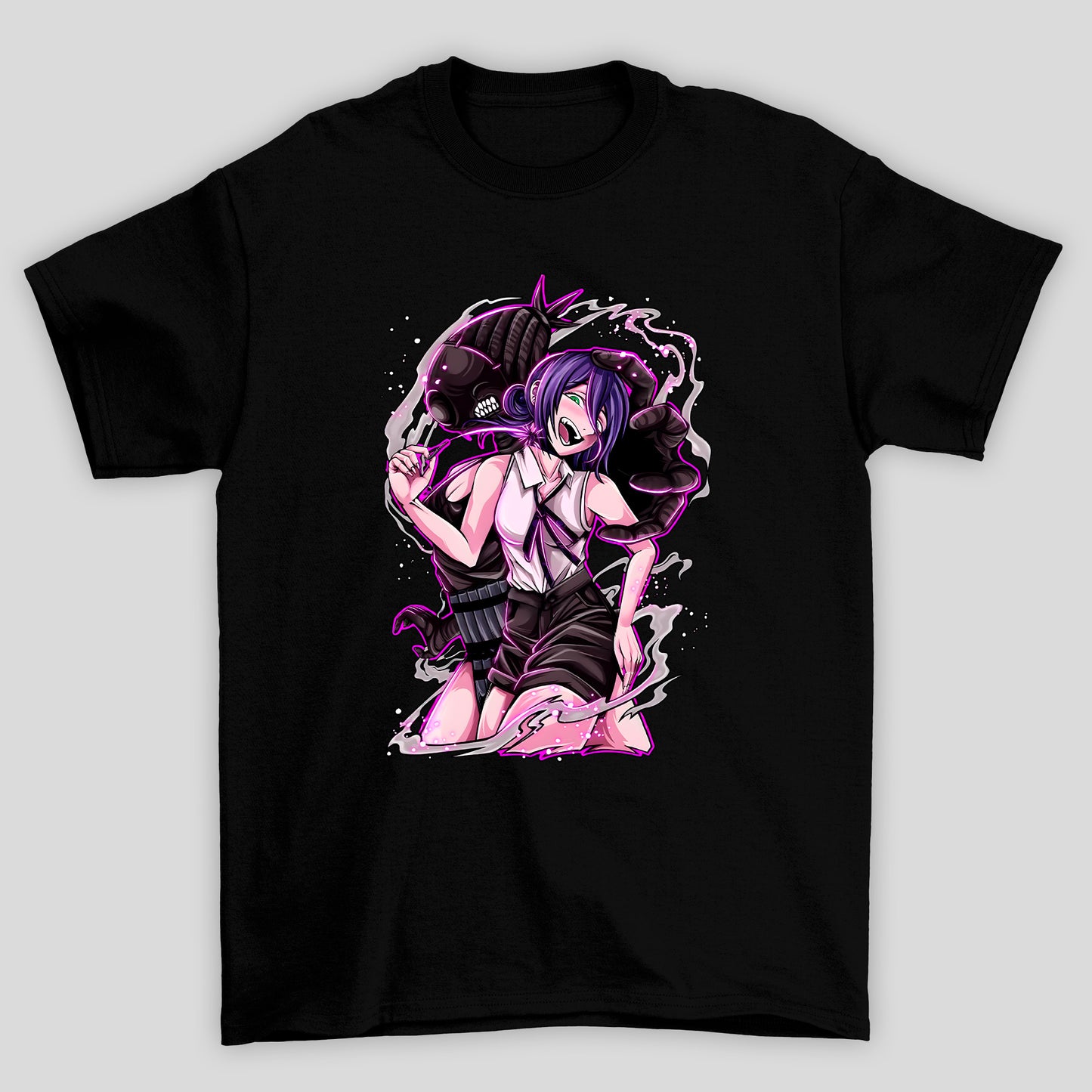 Camiseta Básica Unissex Chainsaw Man Reze Bomba Fumaça