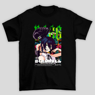 Camiseta Básica Unissex Chainsaw Man Reze Kanji Revista